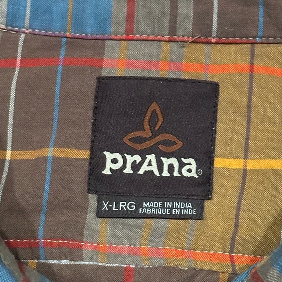 Prana Wyndwell Flannel Shirt in Driftwood Blue/Brown Plaid Size XL - Picture 3 of 14